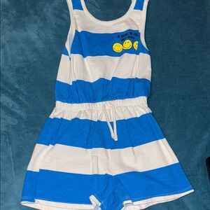 Zara Blue and White Striped Kids One Piece